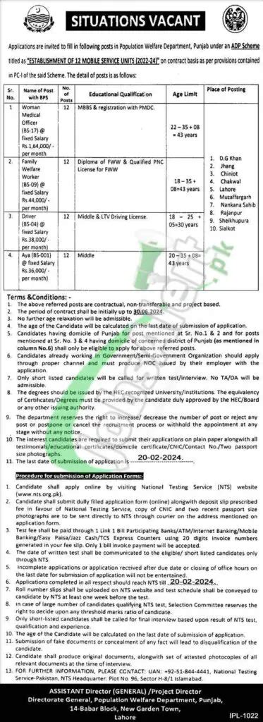 Population Welfare Department Punjab Jobs Find Pak Jobs