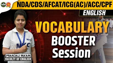 Nda Cds Afcat Icg Ac Acc Cpf Vocabulary Booster Session By Pranjali