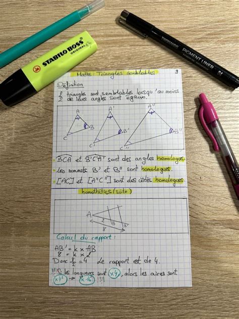 Fiche De R Vision Maths Homoth Ties Et Triangles Semblables P En