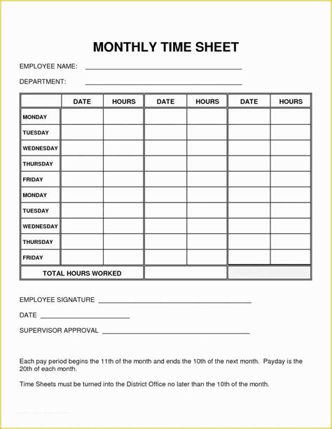 Daily Timesheet Template Free Printable Of Printable Timesheets Bi