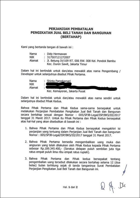 Surat Pernyataan Pembatalan Pembelian Rumah Imagesee Riset