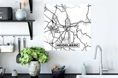 Poster Plattegrond Kaart Heidelberg Stadskaart 50x50 Cm Bol