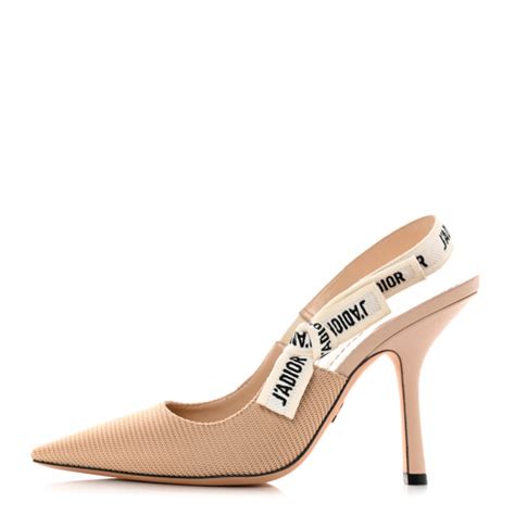 CHRISTIAN DIOR Technical Canvas Ribbon J Adior Slingback 100mm Pumps 39 Powder Nude 1238103