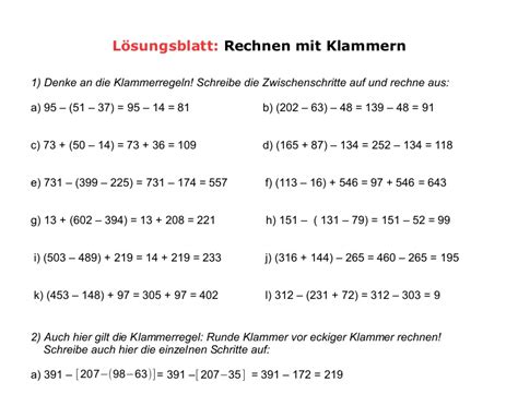 Die Einführung Flirten Rechnen Mit Klammern 5 Klasse Arbeitsblätter