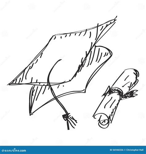 Simple Doodle Of A Mortar Board Stock Vector Illustration Of Sketch