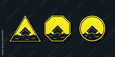 Flood area warning sign. Houses are flooded. Illustration vector Stock ...