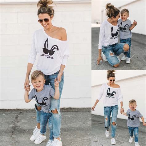 Aliexpress.com : Buy Mother and Son Matching Outfits T shirt Cute Rabbit Toddler Baby Kids Girls ...