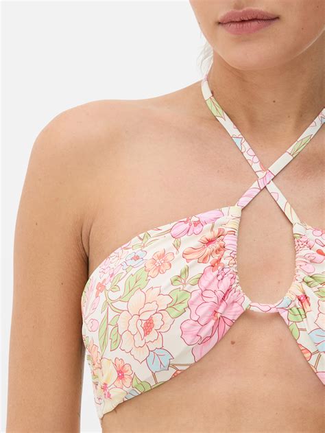 Góra od bikini typu bandeau z nadrukiem Cytrynowy Damskie Primark