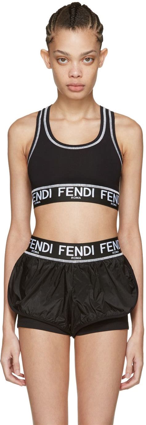 Fendi Racer-back Performance Bra In Black | ModeSens | Sports bra ...