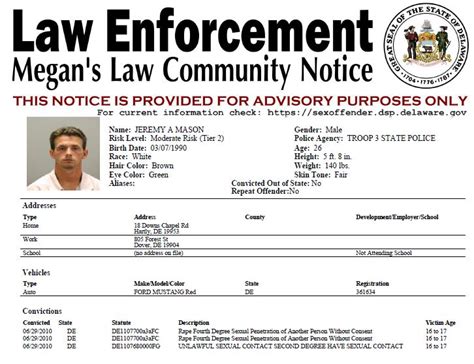 Megans Law Sex Offender Notification City Of Dover Police Department