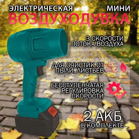 Ветродуйка аккумуляторная, с 2АКБ, садовая, электрическая, для ПК ...