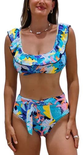 Bikini Sexy Cintura Alta Vuelos Y Lazo Gloriahoon