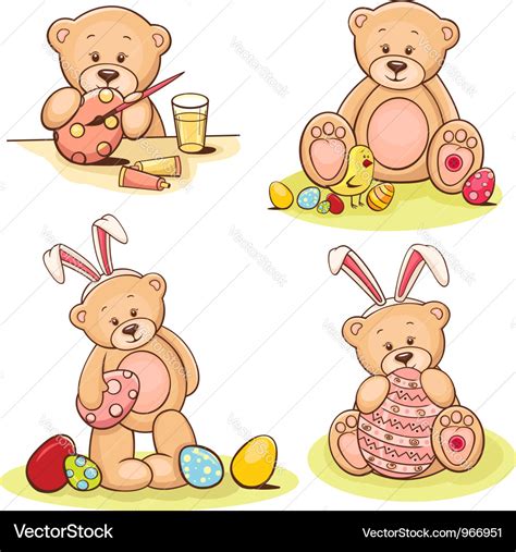 Easter Teddy Bears Set Royalty Free Vector Image