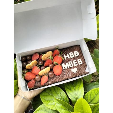 Jual Fudgy Brownies Strawberry Brownies Custom Ulang Tahun 20x10 Choco