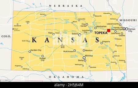 Kansas, État des États-Unis d'Amérique. Carte satellite haute