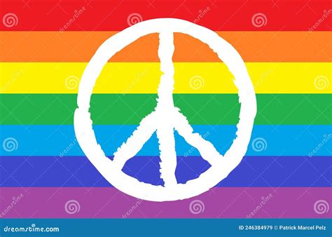 Rainbow Colors Flag with White Peace Sign Stock Vector - Illustration ...