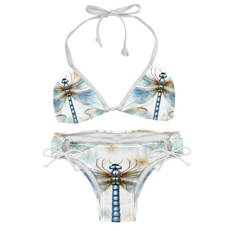 Dragonfly Detachable Sponge Adjustable Strap Bikini Set Two Pack Swim Suit Swimsuits Bikini