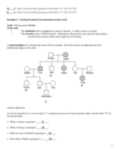 Free pedigree worksheet middle school, Download Free pedigree worksheet