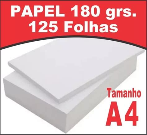 Papel Cartão 180g Pacote 125 Fls Tam A4 Branco Parcelamento sem