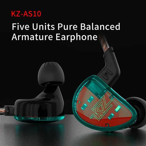 Cheap Price KZ AS10 Headphones 5BA Balanced Armature Driver HIFI Bass ...