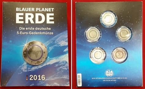 Bundesrepublik Deutschland 5 x 5 Euro Münzen Komplettsatz 2016 Blauer