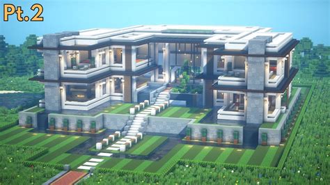 Minecraft: Modern Mansion Tutorial + Interior Part 2 | Architecture ...