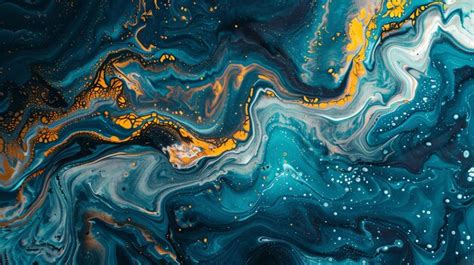 Abstract Blue Yellow And White Paint Swirls Premium Ai Generated Image