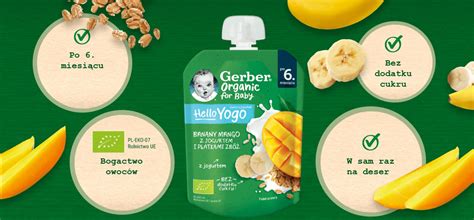 Gerber Organic Deserek W Tubce Banany Mango Z Jogurtem I P Atkami Zb