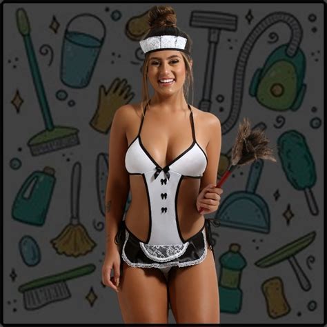 Fantasia Empregada Renda Cetim Lingerie Sexy Conjunto Body Dom Stica Shopee Brasil