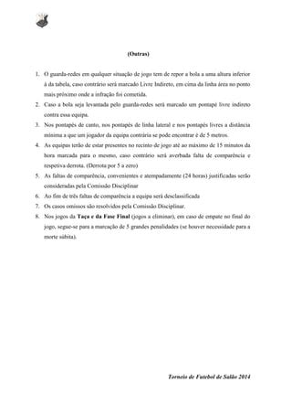 5 Regras Do Futebol De Salão - Regras básicas do torneio futebol de salão 2014 | PDF
