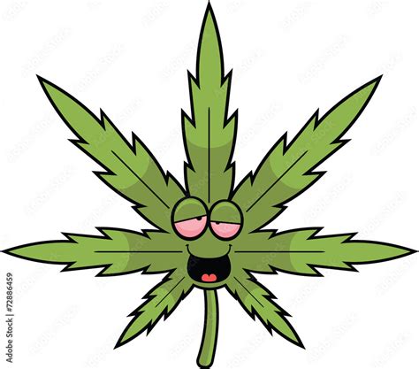 Cartoon Marijuana Leaf Happy Stock Vector | Adobe Stock