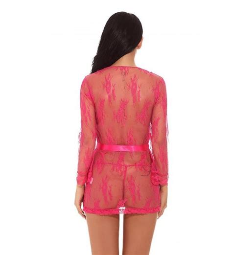 Women S Lace Kimono Robe Babydoll Lingerie Nightgown Transparent Babydoll Mesh Sleepwear Set