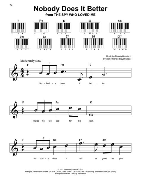 Carly Simon Nobody Does It Better Sheet Music And Printable Pdf Music