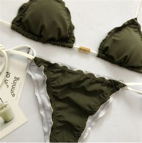 Pure Color Bikini Bind Sexy Swimsuit On Luulla