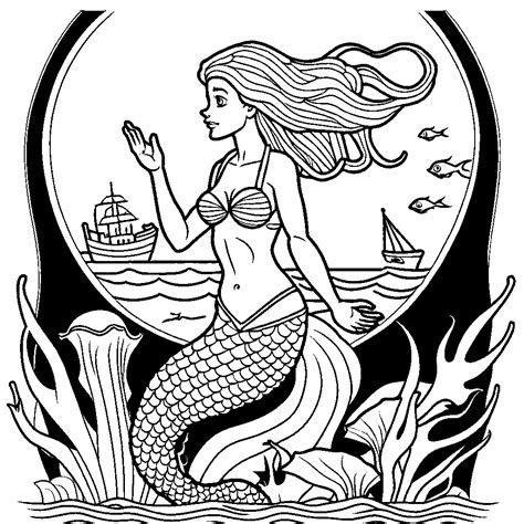 Enchanting shipwreck mermaid coloring page Lulu Pages