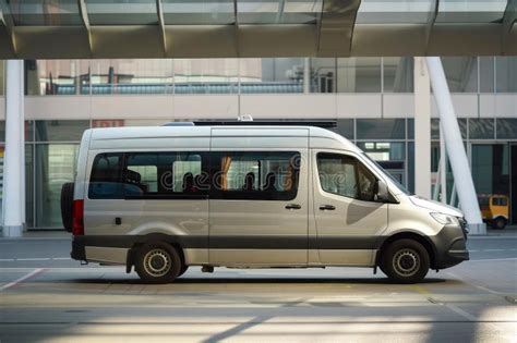 Silver Minivan Picking Up Business People at Airport Stock Photo ...