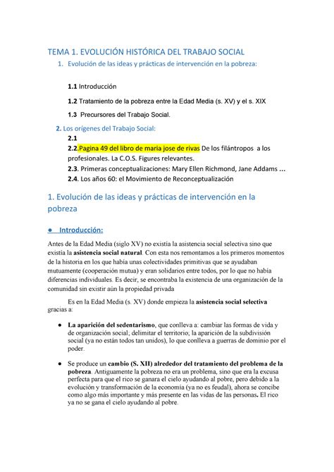 Apuntes Buenos Fundamentos Tema 1 EvoluciÓn HistÓrica Del Trabajo Social 1 Evolución De Las