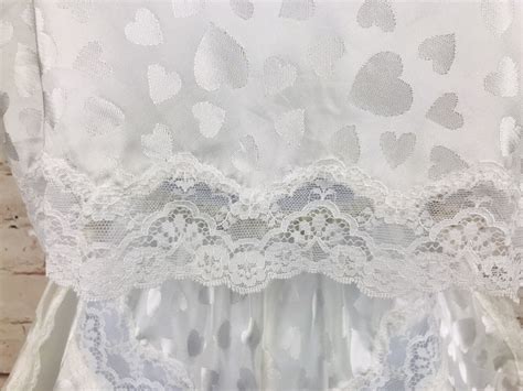 Vintage Lingerie Camisole Cami Teddy Set White Hearts Gem