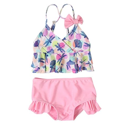 PEASKJP Baby Girl Swimsuit Girls Swimsuits Bikini Set Two Piece Swimsuit Criss Cross Bathing