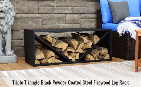 Amazon Sunnydaze Triple Triangle Black Powder Coated Steel Log