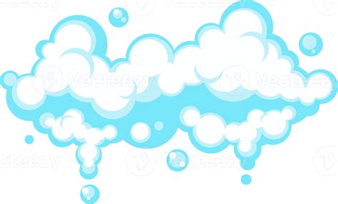 Cartoon Soap Foam With Bubbles Light Blue Suds Of Bath Shampoo