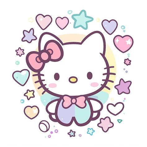 16h Desenho de desenho animado de Hello Kitty em um fundo branco ...
