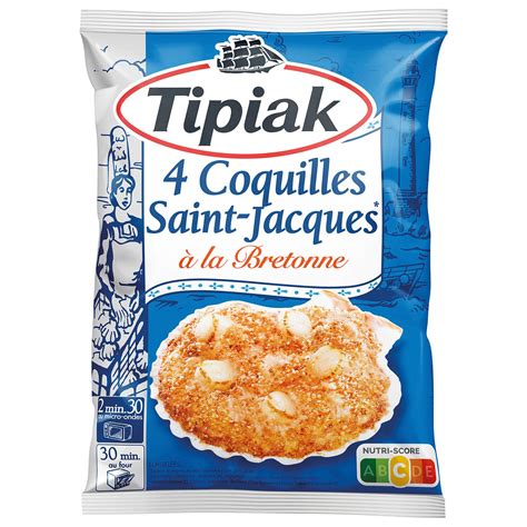 Coquilles St Jacques à la bretonne TIPIAK le sachet de 4 360 g à