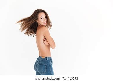 Side View Happy Half Naked Woman Stock Photo Shutterstock