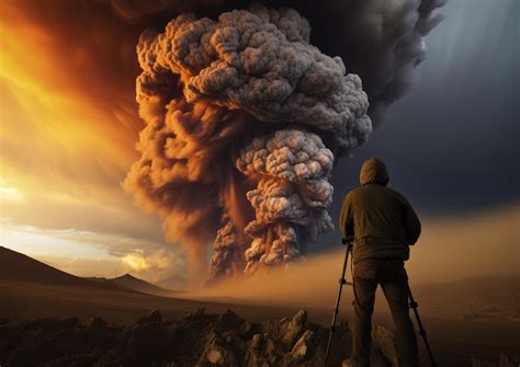 Premium AI Image | A geologist documenting a volcanic eruption ...