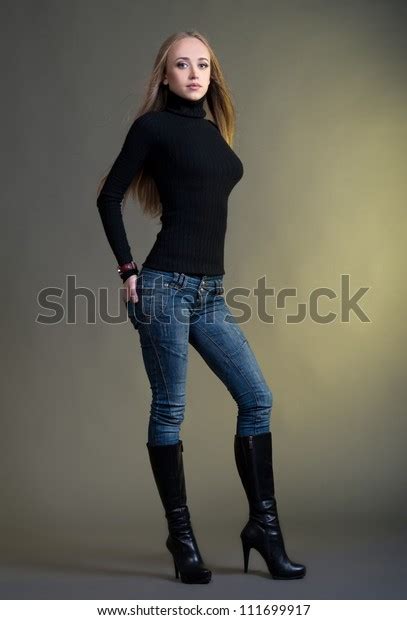 Beautiful Sexy Blonde Girl Posing Studio Stock Photo 111699917 Shutterstock