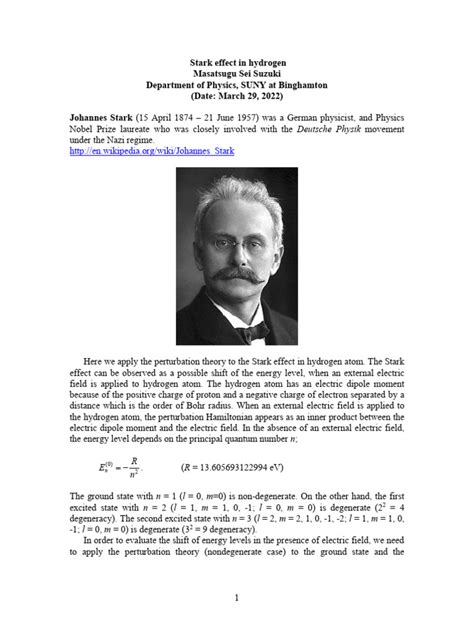 stark effect  perturbation theory quantum mechanics