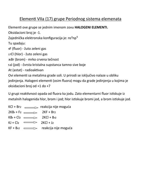 elementi viia grupe periodnog sistema elemenata