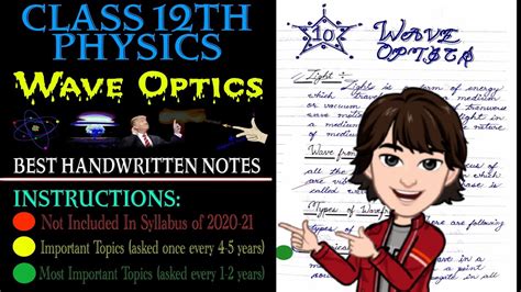 Class 12 Board Physics Wave Optics Best Handwritten Notes Cbse