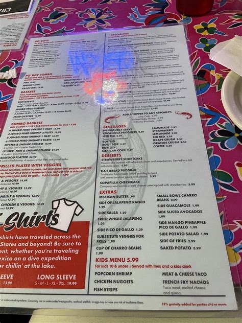 Menu At Tia Juanitas Fish Camp Restaurant Lufkin